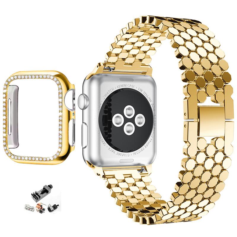 Роскошный стальной ремешок-браслет для Apple Watch, ремешок 44 мм, 40 мм, 42 мм, 38 мм, 41 мм, 45 мм для iwatch series7 6 SE 5 4 3 2 1, металлический ремешок для часов