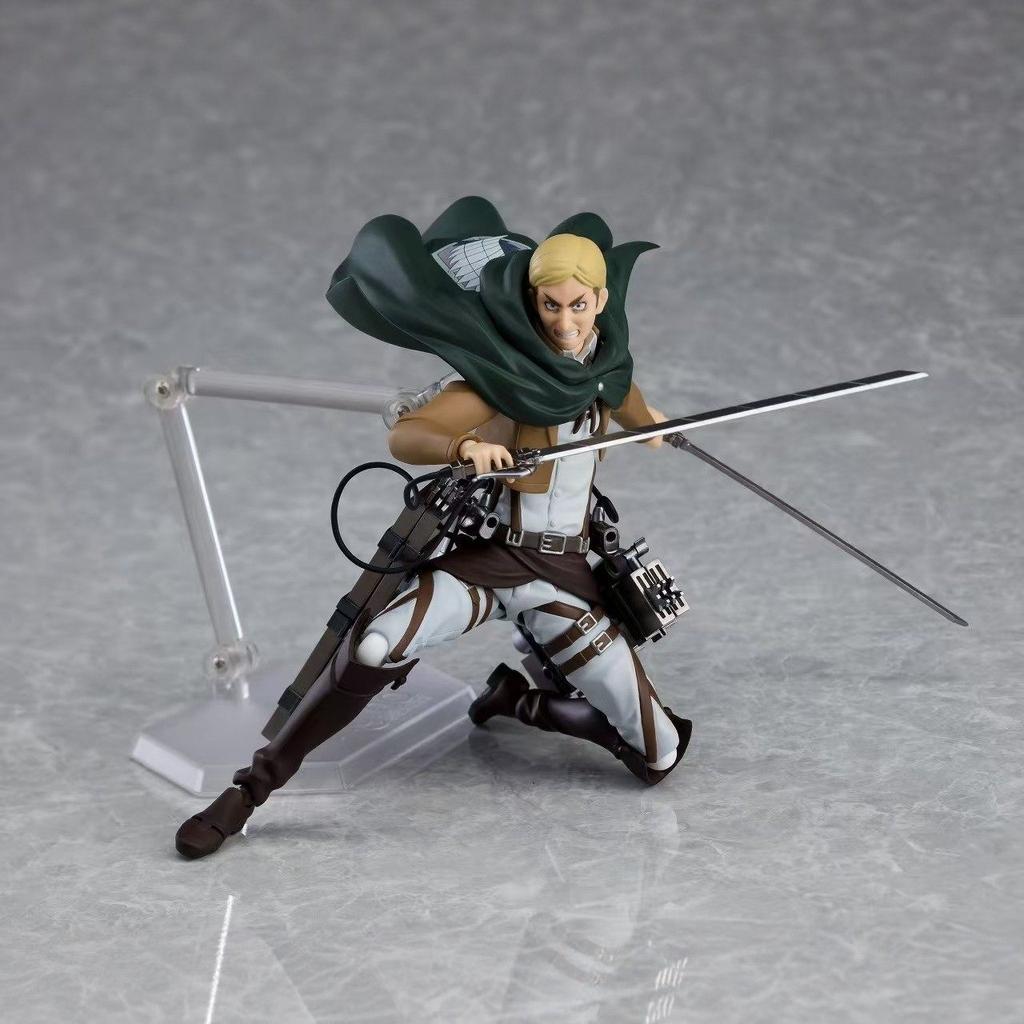 Фигурка Эрвина Смита Figma 446 Аниме Атака Титанов С Устройством Пространственного Маневрирования Подвижная Модель Настольное Украшение Подарок Для Мальчика Фанатов