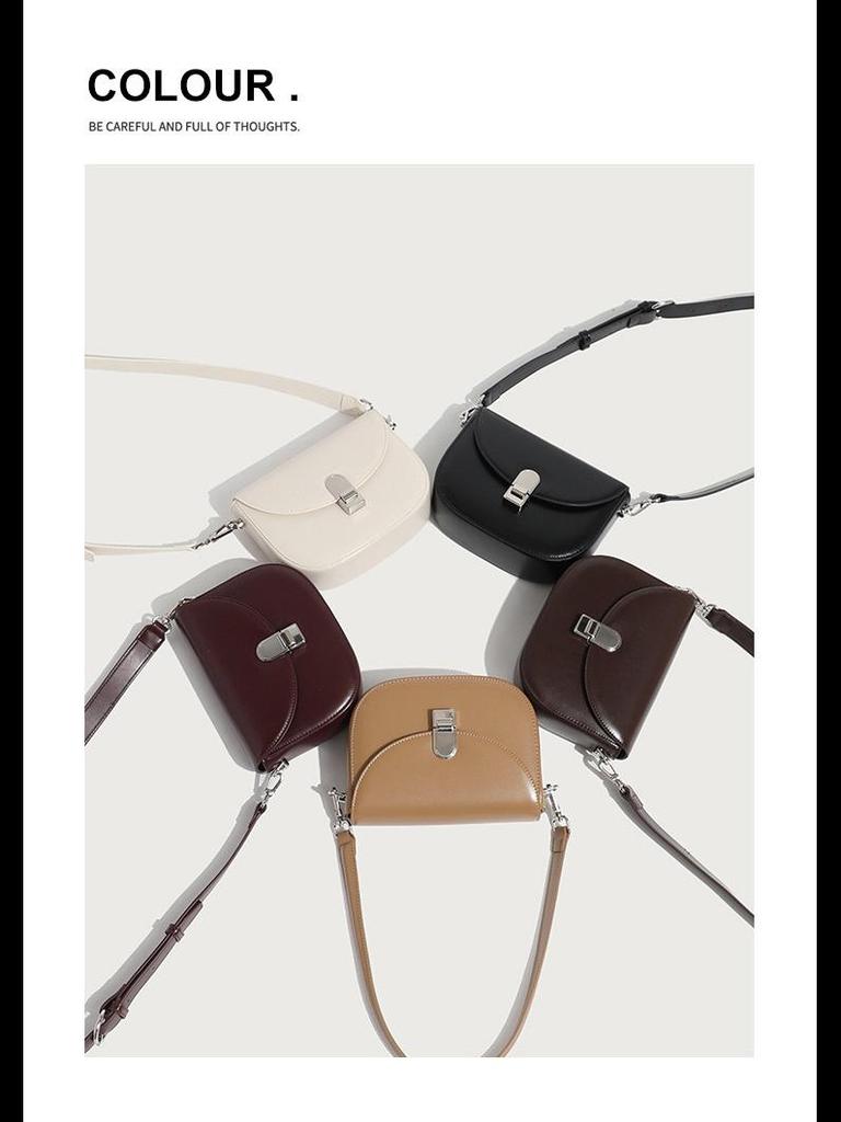 2024 Осень/Зима Женская модная полукруглая сумка через плечо из мягкой кожи с широким ремешком