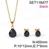 European and American Set Necklace Color Water Drop Zircon Small Fresh Collarbone Women Titanium Steel Zircon Set