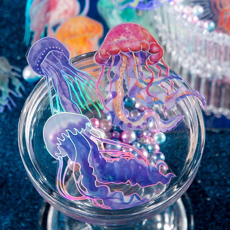 Mr. Paper Colorful Jellyfish Theme Stickers Sea Creatures Printed PET Waterproof Sticker Decorative Stationery Art Supplies