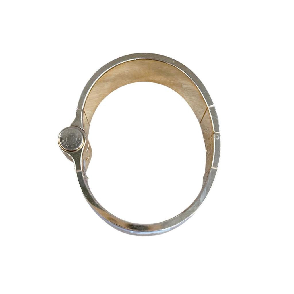 HERMES Charnière Bangle Bangle Gold Plated White x Beige x Gold Women Used