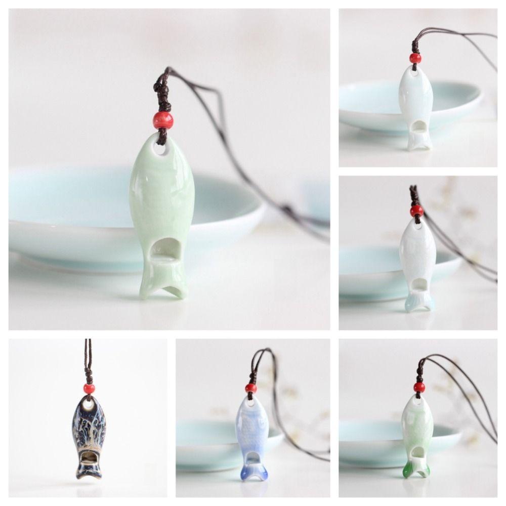 Chinese Style Porcelain Necklace Delicate Boho Ethnic Necklace Gifts Personalized Whistle Friend