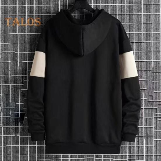 Мужская толстовка с капюшоном на осень-зиму, контрастного цвета, с длинными рукавами, эластичными манжетами и подолом, тонкая повседневная одежда, повседневный спортивный топ