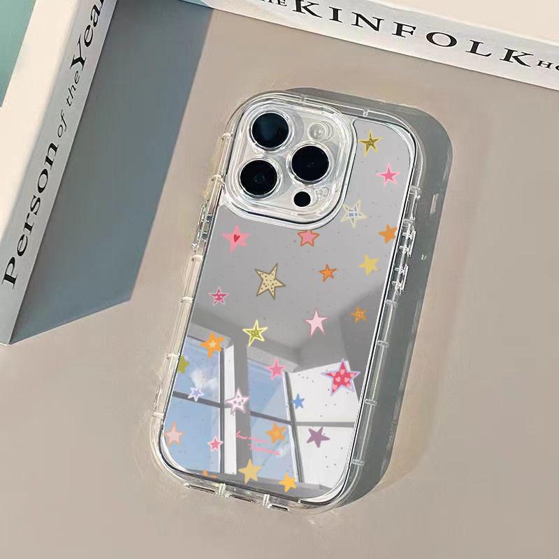 Модный разноцветный чехол для телефона со звездным узором для iPhone 17 Pro 16 15 14 13 12 11 Pro Max 7 8 Plus XR X XS 16E Роскошная зеркальная крышка