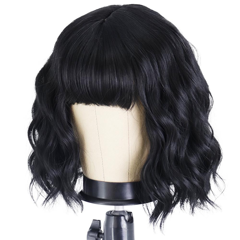 XINRAN Женский модный короткий волнистый парик с челкой, винно-красный волнистый парик, разноцветные парики из синтетического волокна для женщин