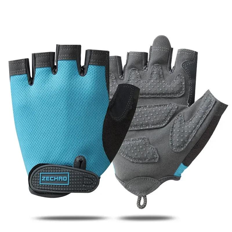 Anti-shock Athletics Gloves Cycling Anti-slip Half Finger Gloves Breathable Fitness Gloves Silicone Palm Hollow Back Gym Fitn Practical Use