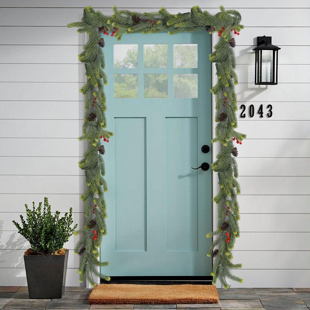 1,8-метровая Рождественская Лоза Симуляция Зеленые Растения Красные Ягоды Лоза Настенное Украшение для Дома