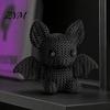 Trendy Desk Toys Collectibles 3D Printed Bat Figurine with Knitted Texture, Cartoon Halloween Decoration, Small Resin Craft Sculptures Cute