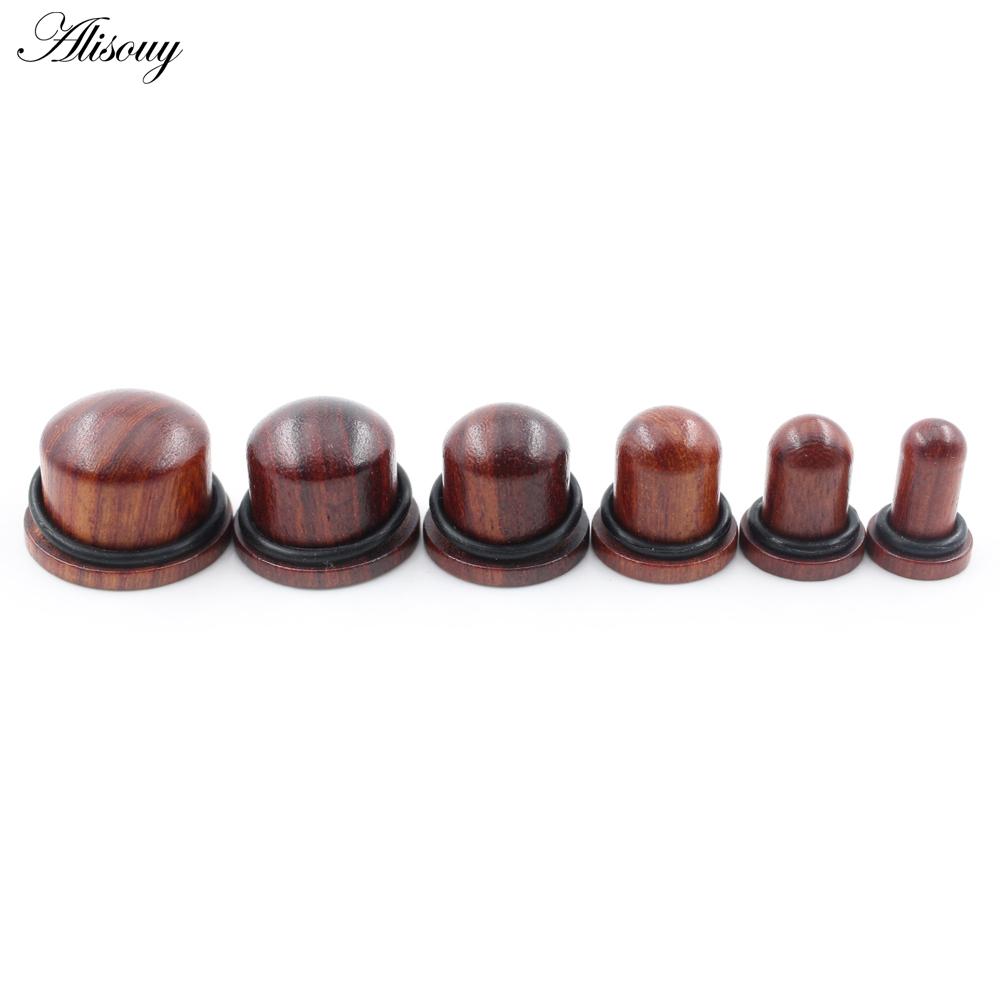 Alisouy 2PCS натуральное дерево твердые пули цилиндрические ушные калибры конические заглушки туннельный расширитель растяжитель серьги пирсинг украшения для тела