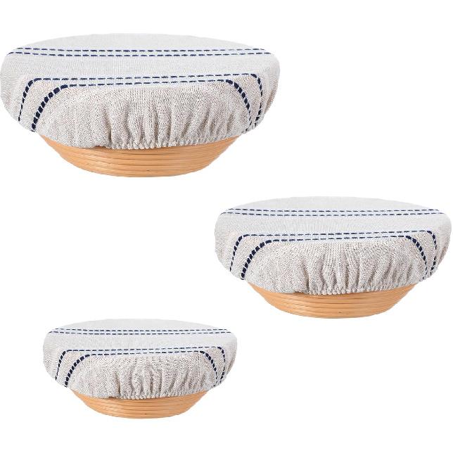 3 Pcs Bread Proofing Bowl Covers, Reble Bowl Covers for Bread Proofing, 9/10/13 Inches Basket Linen Cloths Cover, Elastic Linen Breads Proofings