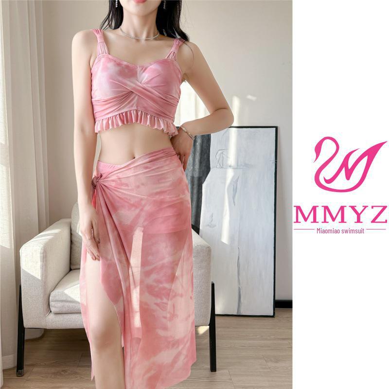 2025 Женский утягивающий комплект бикини из трех частей: Пляжный отдых и купальник, готовый к горячим источникам, консервативный, закрывающий живот.