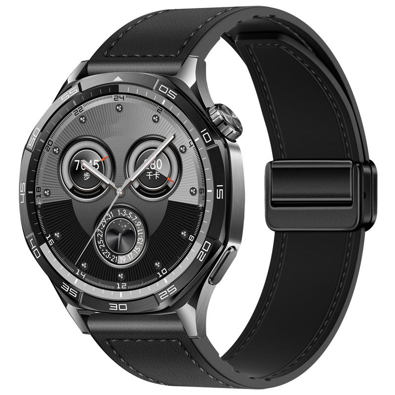 Силиконовый+Кожаный ремешок 20мм 22мм для Huawei Watch GT6/GT5-4 Pro Магнитный браслет для Samsung Watch 7 6 5 4 Xiaomi Watch S4-3-2