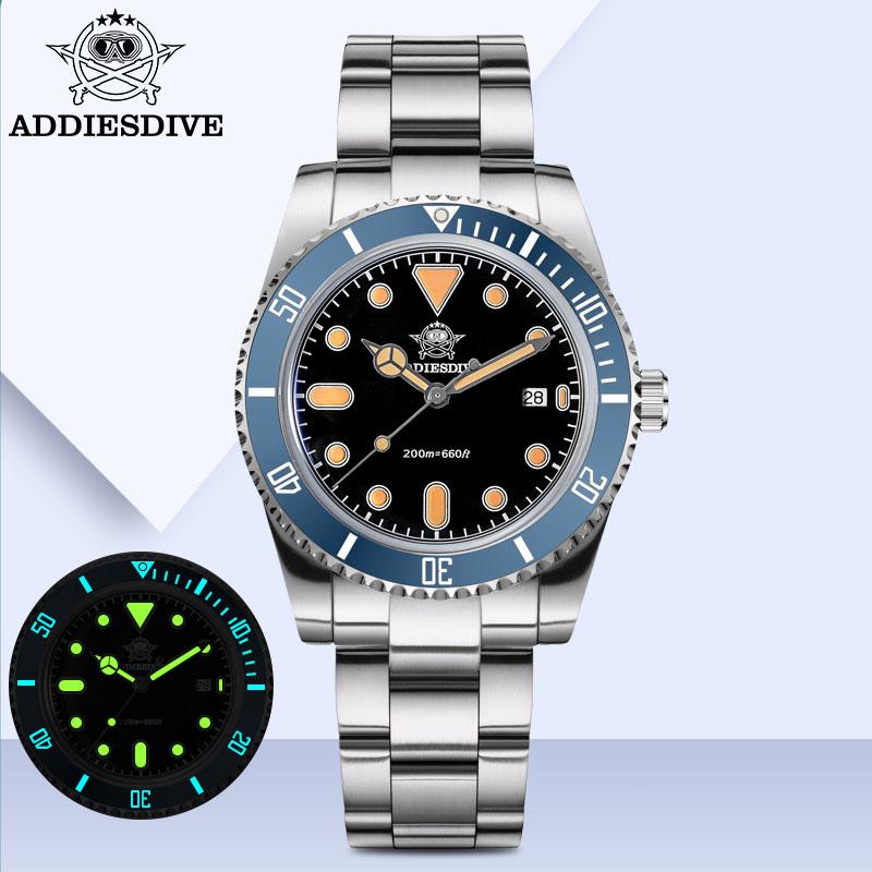 ADDIESDIVE 39mm NEW Men's Analog Watch Simple Bubble Mirror Glass 200m Waterproof Luminous Diving Quartz Watches For Men AD2501