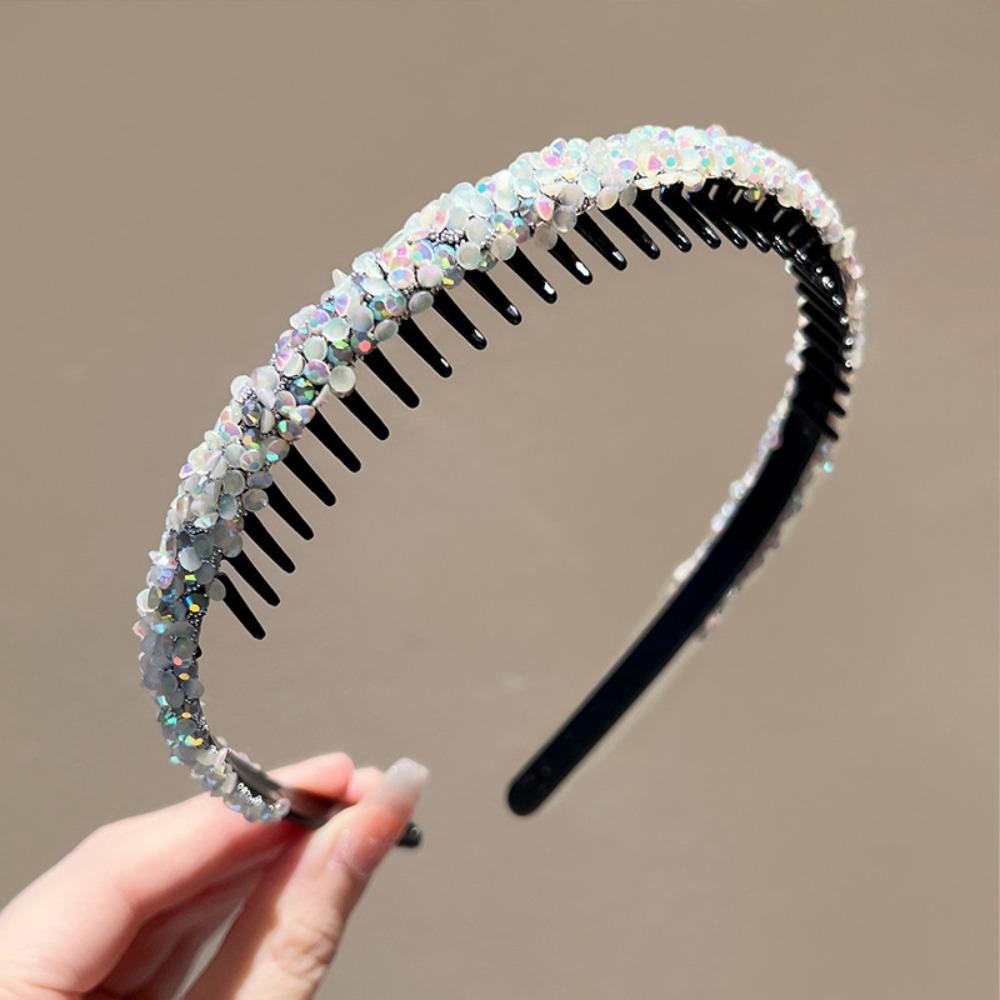 Сладкие стразы Нескользящая повязка для волос Тонкая для умывания Ободок для волос Кристалл Зубчики Повязка на голову Леди