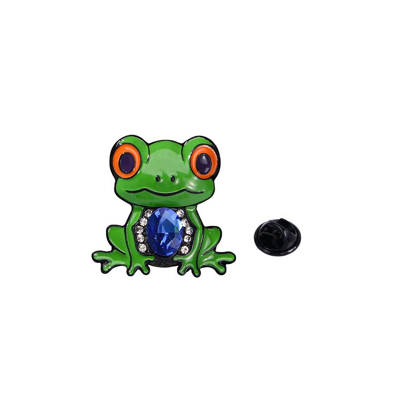 Cute Animal Brooch Frog Gem Series Styling Metal Oil Drop Cartoon Badge Waist Buckle
