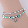 Fashion, Simple and Versatile Turquoise Starfish, Love Pendant Double-layer Anklet Rice Bead Beaded Anklet