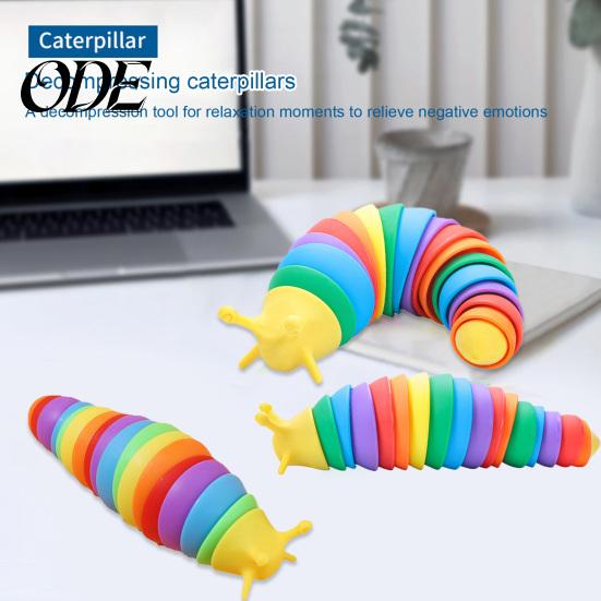 Sensory Toy Fidget Slug Colorful Cute 3D Articulated Stim Wrist Strength Exercise Flexible Stress Relief Funny Squeezing Decompression Boys Girls Gift