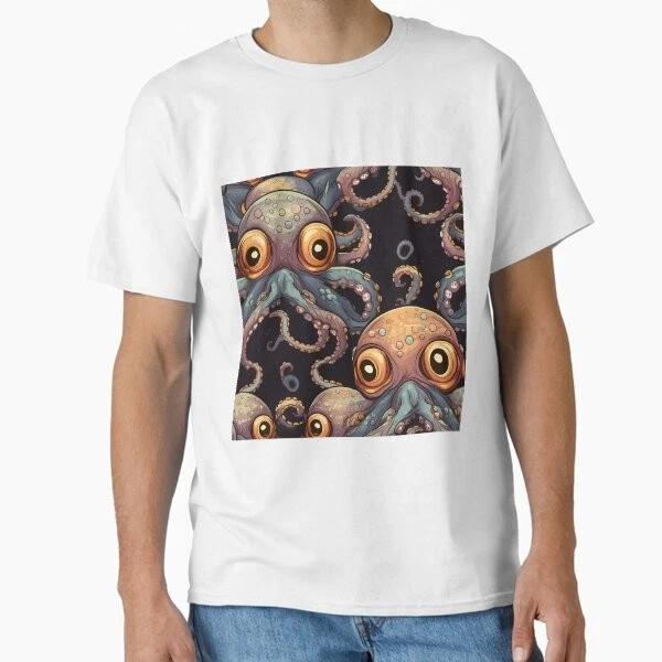 Octopus Print Classic Tshirt Made In Usaaus Tshirt S2xl