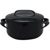 Nodahoro 20cm Enamel Casserole, Gas/IH Compatible, Double-Handled Pot with Excellent Heat Retention, Made In Japan, NOMAKU Black, NOM-20TBK