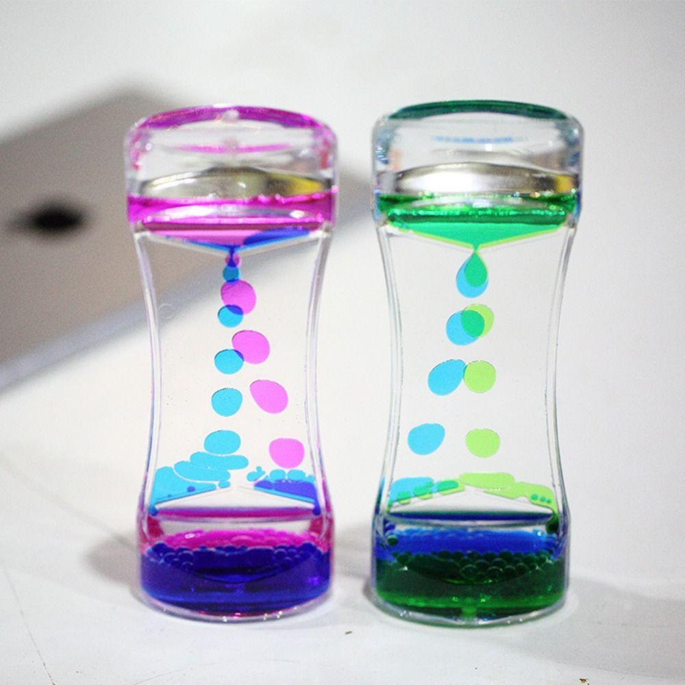 Double Colors Oil Hourglass Timer Creative Acrylic Movement Sensory Toys Visual Descending Sensory Bubble