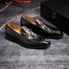Fashion Formal Men's Oxford Shoes Pointed Toe Wedding Shoes Metal Buckle Genuine Leather Crocodile Pattern Men's Business Dress Shoes
