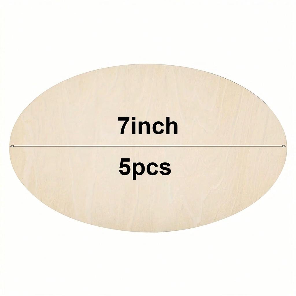 5pcs Oval Craft Unfinished Wood Crafts,Wood Circles For Crafts, Wooden Oval Cutout,Painting And Wedding Decorations