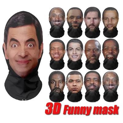 3D CR7 Месси Бесшовная Маска Смешное Лицо Напечатанный Платок На Голову Знаменитость Ледяной Шелк Защита от Солнца Маска На Голову Хэллоуин Косплей