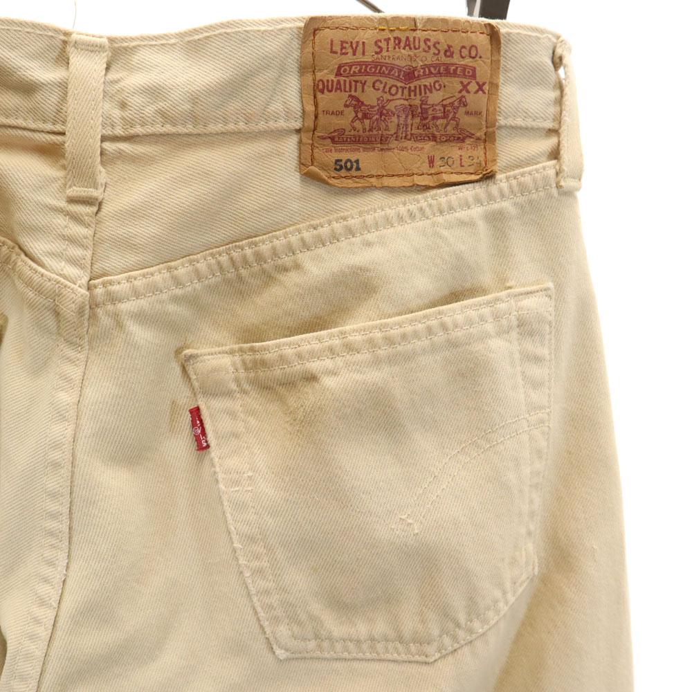 Levi's 90-е 501 евро прямые Хлопковые брюки w30 бежевые На пуговицах Мужские Б/у