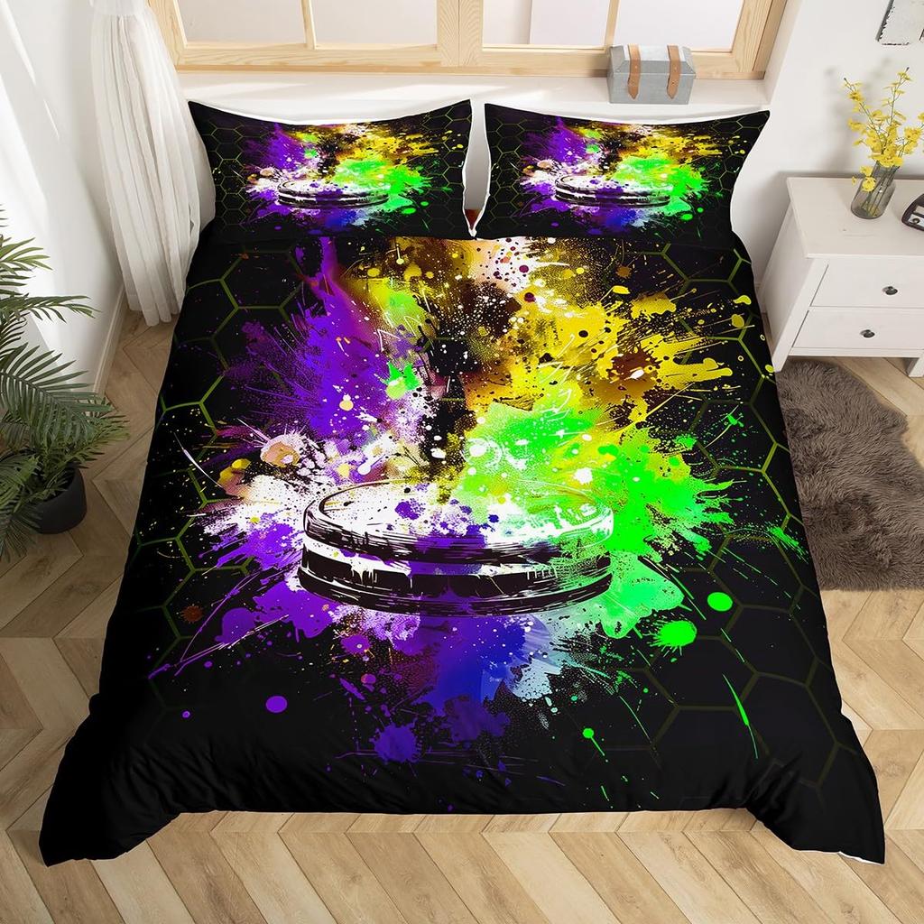 Пододеяльник для хоккейного стадиона, Постельный комплект для хоккея с шайбой, Чехол для одеяла с граффити хоккеиста, Зимнее мероприятие по командным видам спорта, Чехол для одеяла