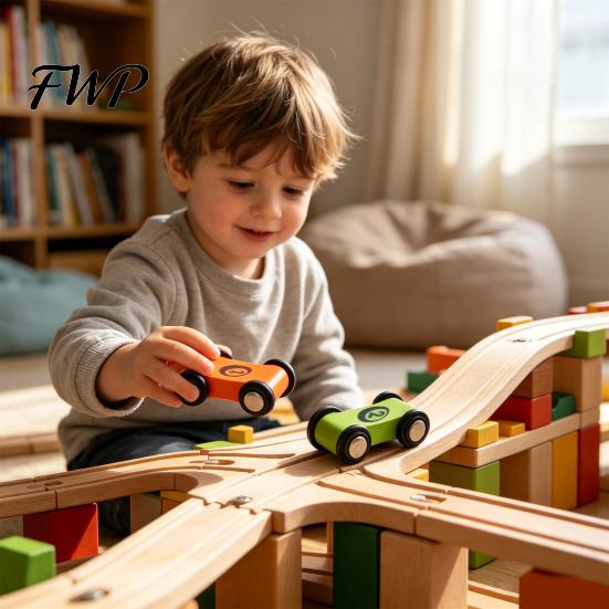 Educational Learning Toys for Kids Wooden Mini Race Car Toddlers, Pull Back Vehicle with Number Safe Solid Wood Preschool Vehicles Cognition, Hand-Eye