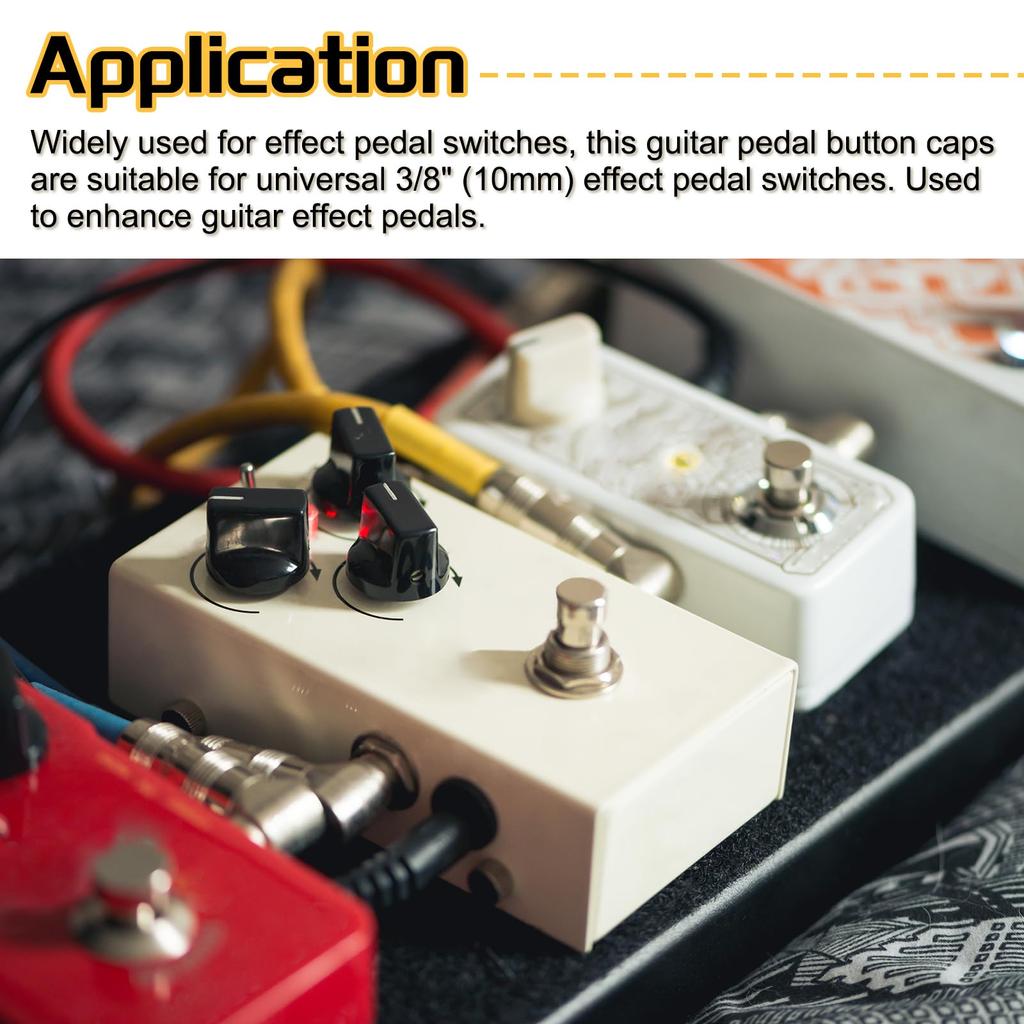 uxcell 6pcs Footswitch Toppers Guitar Pedal Button Caps Metal Footswitch Top Covers for Inch Guitar Effect Pedal Orange 3/8 Buttons,