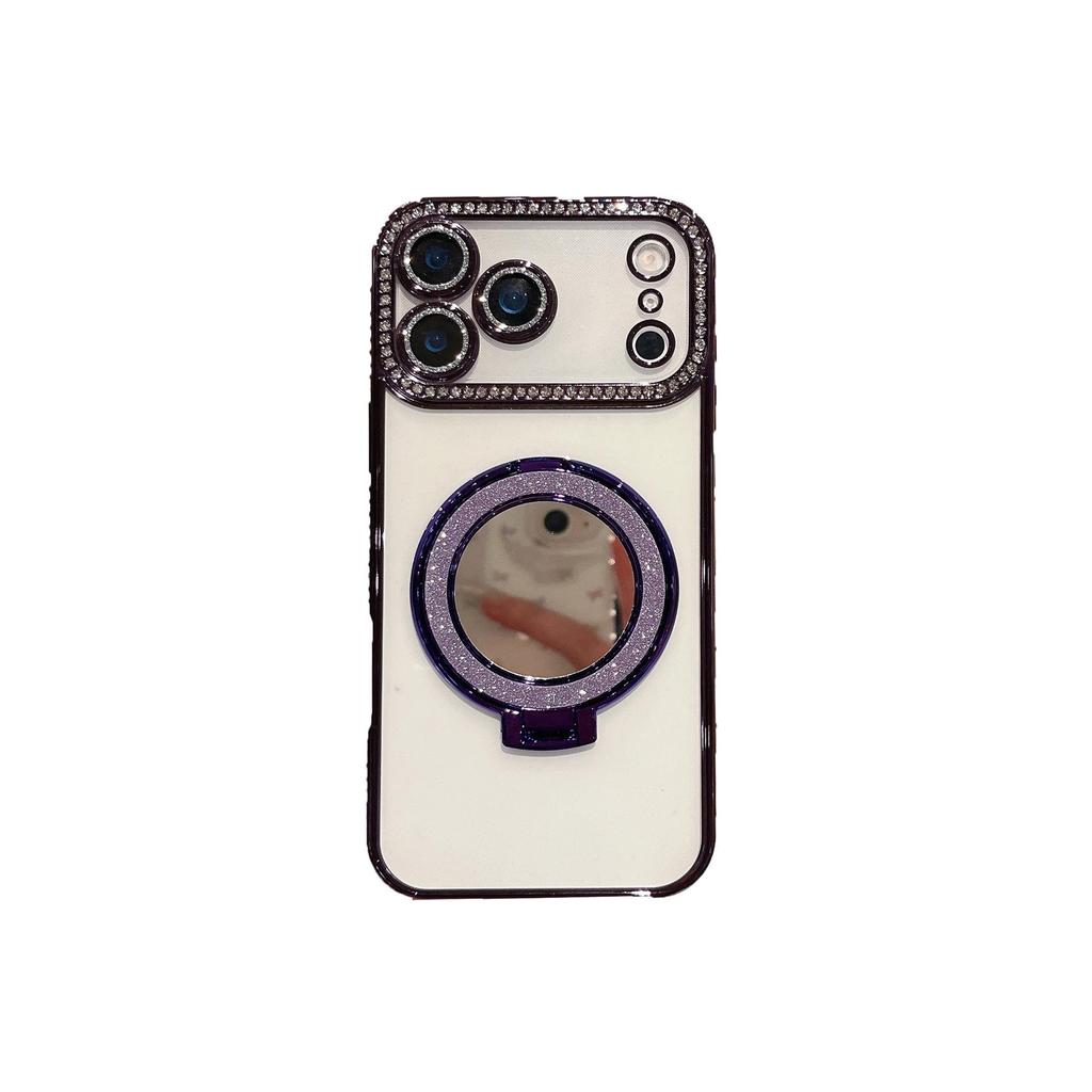 Кристальный чехол для линз Lux с подставкой-зеркалом, Совместим с сериями iPhone 13-17
