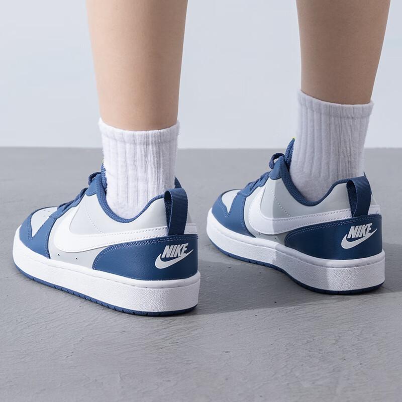 Nike Детские кроссовки Court Borough Low 2 GS Grey Fog Mystic Navy Atomic-Green White BQ5448-016