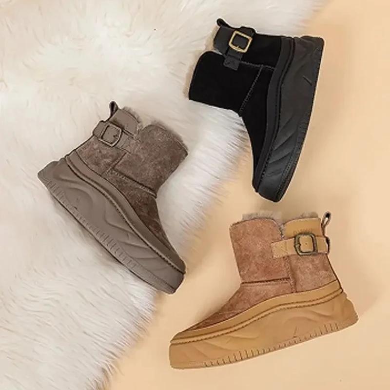 Модные зимние ботинки для женщин Новинка Женская обувь Утепленные Плюс Теплые На Слипонах Ботинки Готика Гяру Y2k Защитные 39 Удобные и Элегантные Горячие