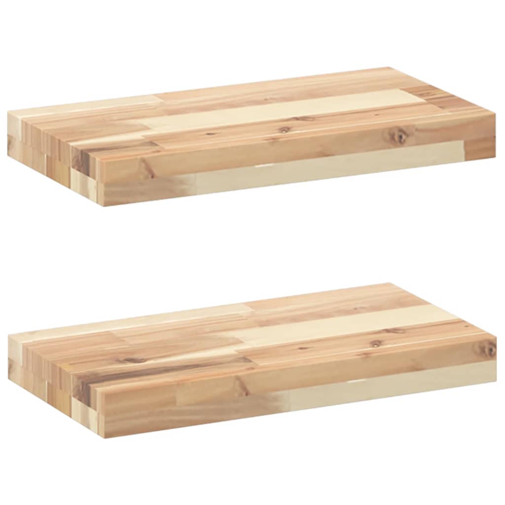 Vidaxl Półki Ścienne, 2 Szt., 40X20X4 Cm, Surowe Lite Drewno Akacjowe