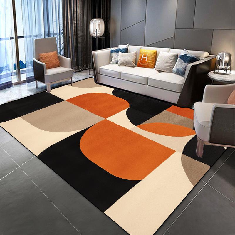 Dark Orange Decoration Carpet Living Room Simple Geometry Carpets Home Sofa Light Luxury Rugs Bedroom Bedside Soft Floor Mat