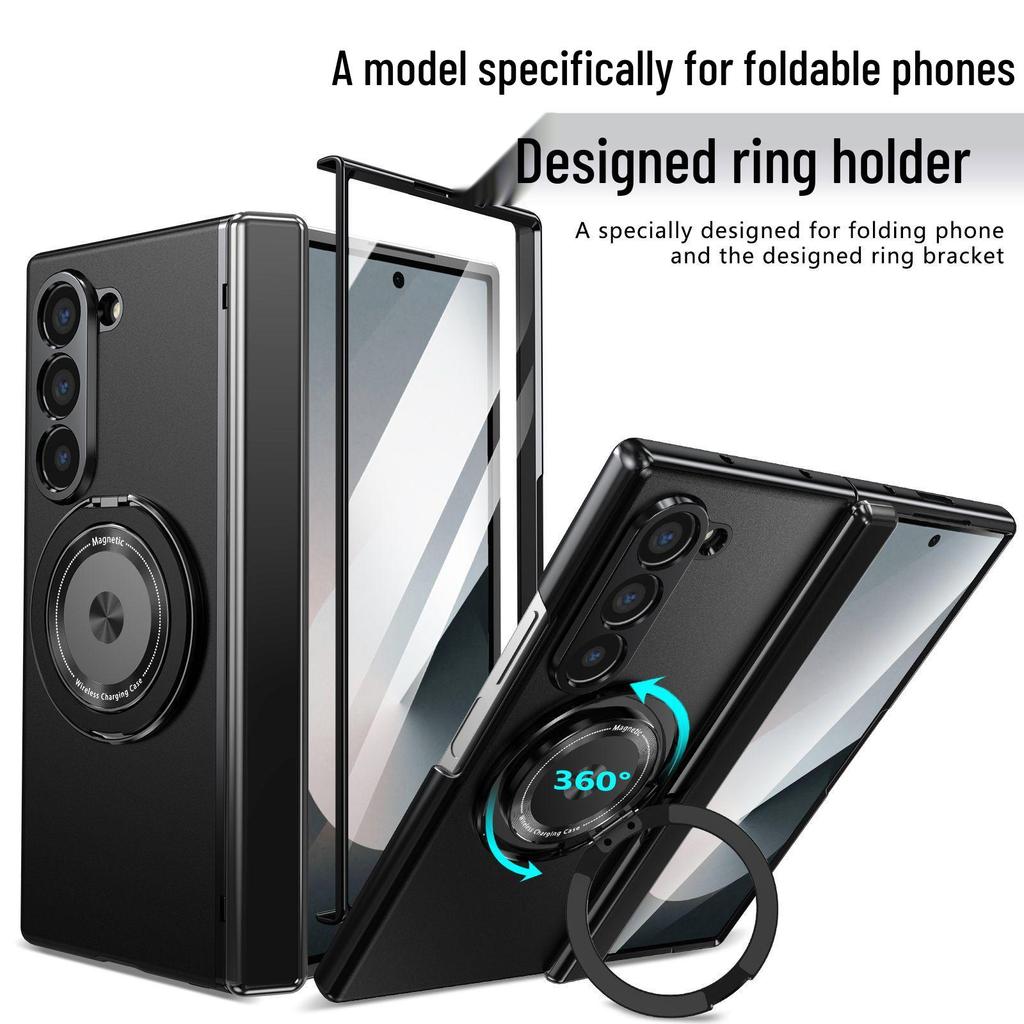 Чехол для Samsung ZFold 7/6/5 с магнитным вращающимся держателем W25, защитный чехол с полным покрытием, защищающий от падений, и защитная пленка для экрана.