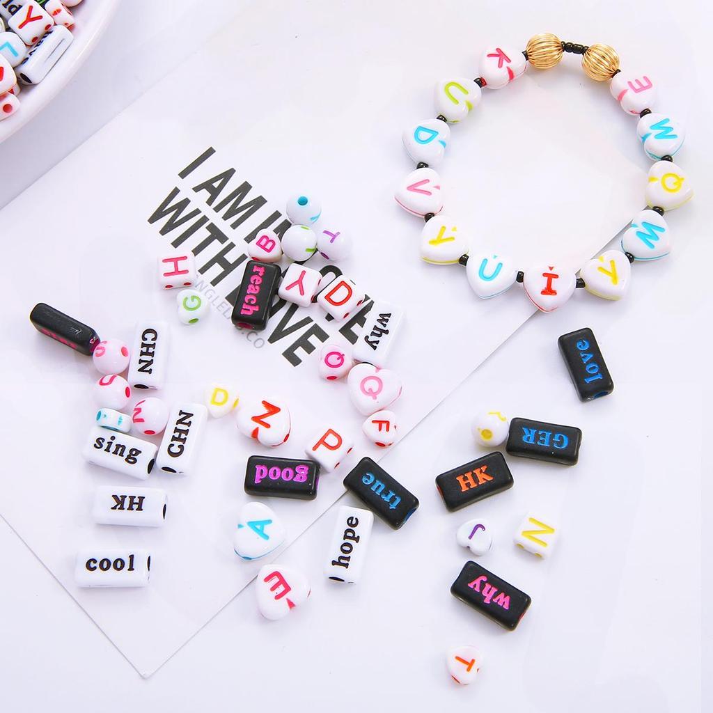 Акриловые бусины с буквами и геометрическими фигурами, алфавитные и фигурные подвески для изготовления украшений своими руками