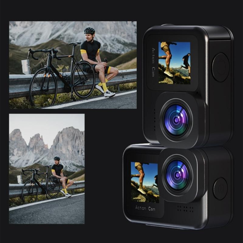 Спортивная камера с двумя дисплеями IP68 Водонепроницаемая Для снорклинга Велоспорта Катания на лыжах Особенности: Фотографии 4800 МП И 8-кратное увеличение