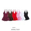 Araltay New Arrival Women's Clothing Fashion Style Fashion All-Match Pure Color Patchwork Hanging Collar Dress 4174376