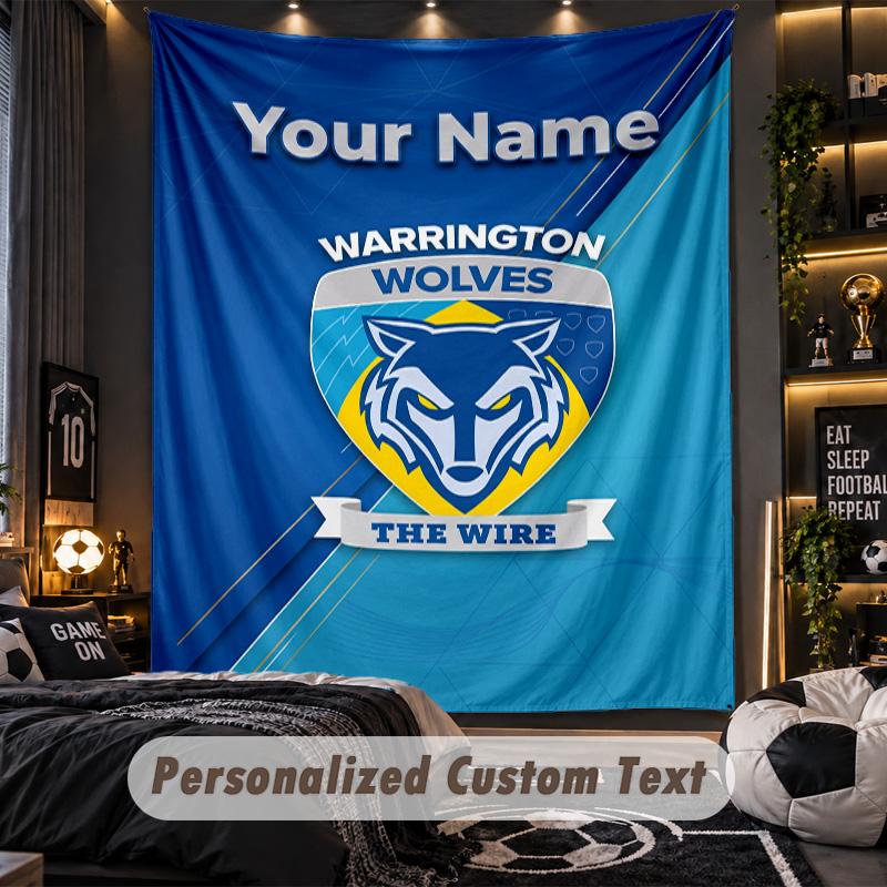TapestryWarrington Wolves Custom Name Text Personalized Wall Hanging Tapestry Home Wall Decor
