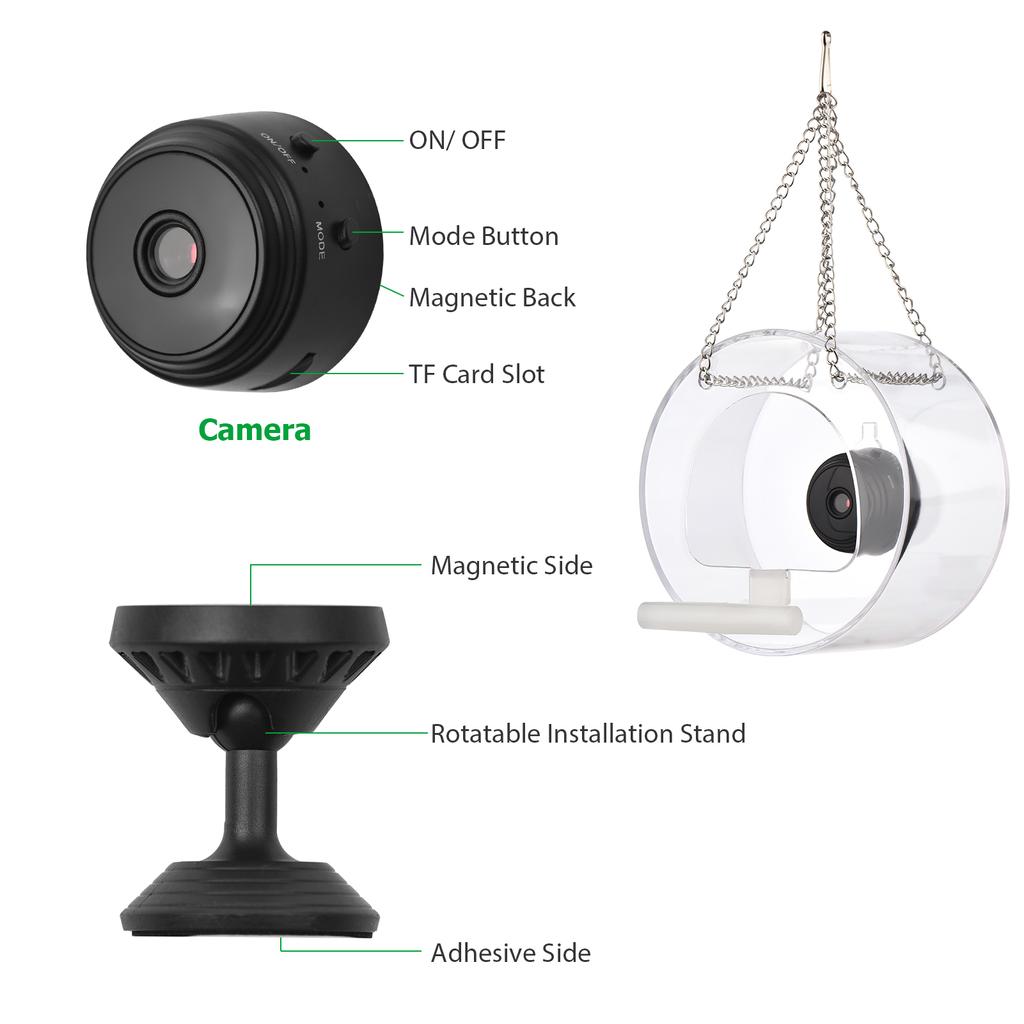 Кормушка для птиц с прозрачным окном и присоской для камеры Wi-Fi, умная прозрачная круглая кормушка для птиц на 16 ГБ