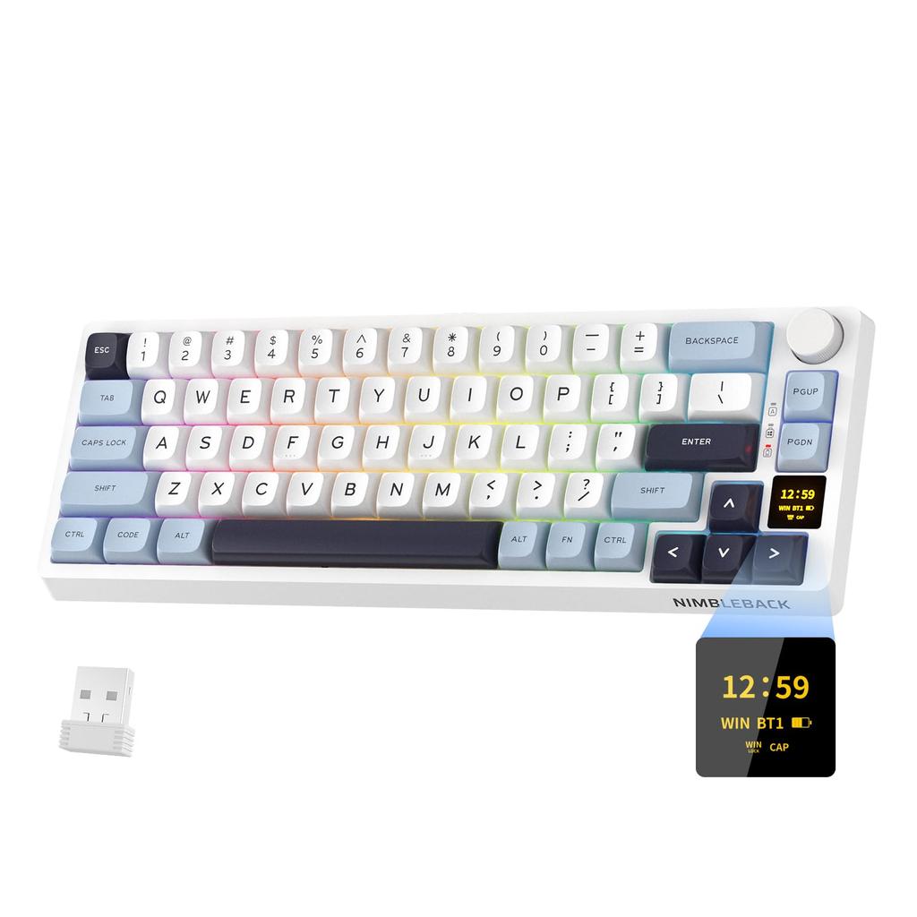 LTC Nimbleback NB682 PRO 65% 60% Wireless Mechanical Keyboard (with Display Screen and Knob), 2.4GBTUSB-C Wired RGB 68-Key Gaming Keyboard, 3-Layer