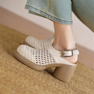 Модные новые летние сандалии с закрытым носком для женщин, сандалии на высоком каблуке, модные сандалии с вырезами, с круглым носком и массивным каблуком, женская обувь на платформе