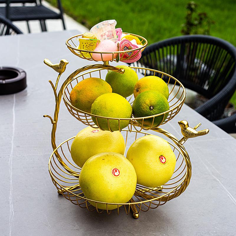 Light Luxury Fruit Plate Modern Living Room Home Nordic Simple Ins Style Multi-layer Fruit Plate Iron Art Candy Plate Front Desk