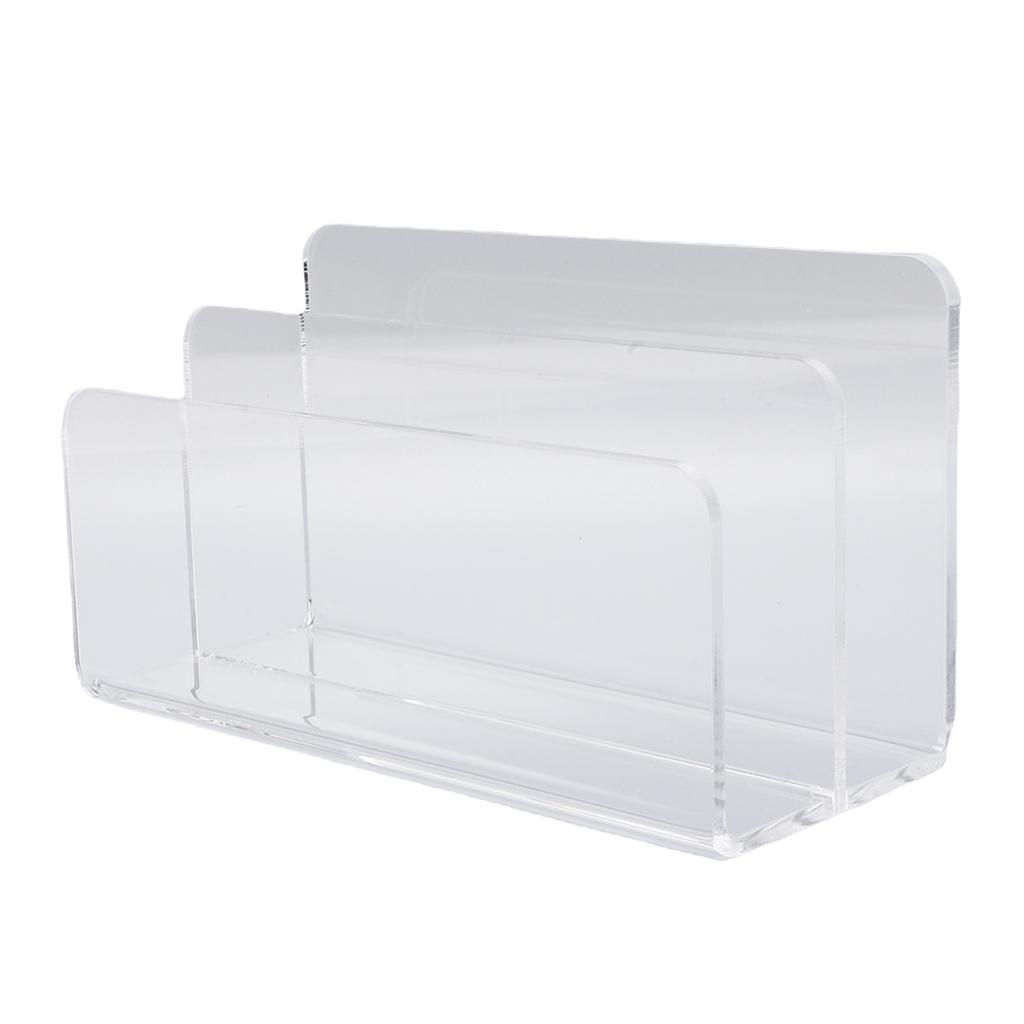 Mail Sorter Transparent Acrylic Multifunctional 2 Compartments Desktop Letter Holder with Anti Slip Base for Envelope