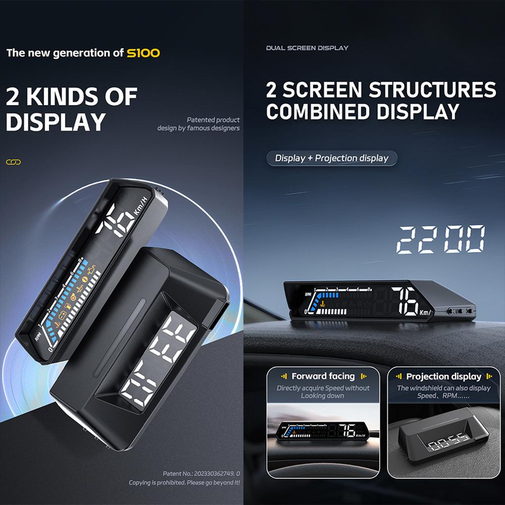 Автомобильный проекционный дисплей цифровой OBD Hud многофункциональный автомобильный прибор спидометр сигнализация превышения скорости двойной HD экран