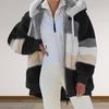 Autumn Winter Lady Cardigan Coat Thickened Plush Hooded Collar Drawstring Loose Windproof