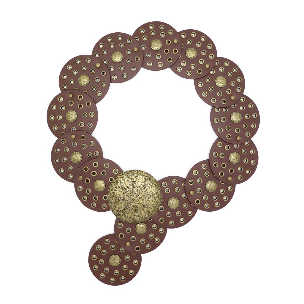 Винтажный западный джинсовый стиль Персонализированный ремень Женский металлический сращенный полый газовый глаз Поясная печать